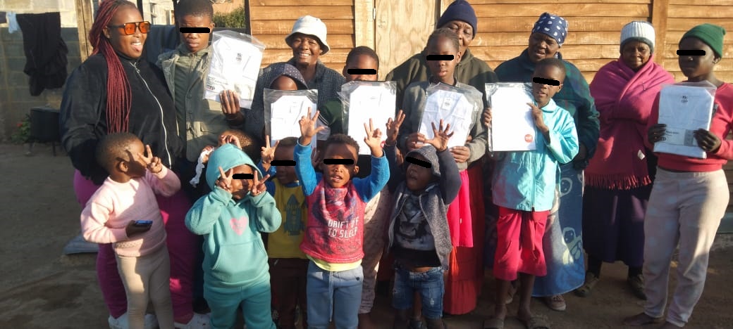Children receiving clothes